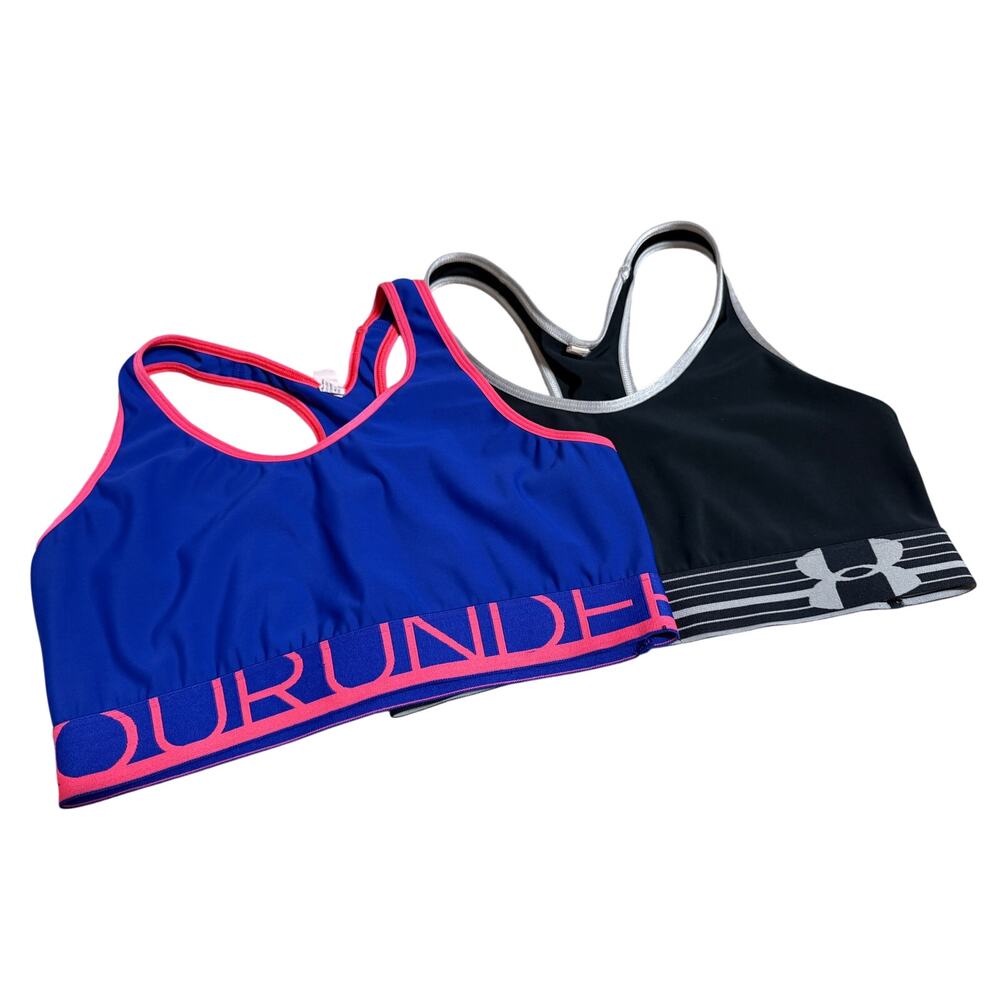 Under Armour Girls sports bra 2 pack  Black and Blue/pink Size small